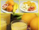Banana smoothie Orange smoothie with banana and ginger